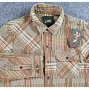 NWT Howler Brother's Harker's Flannel Plaid Natural Sz M Fly Fishing